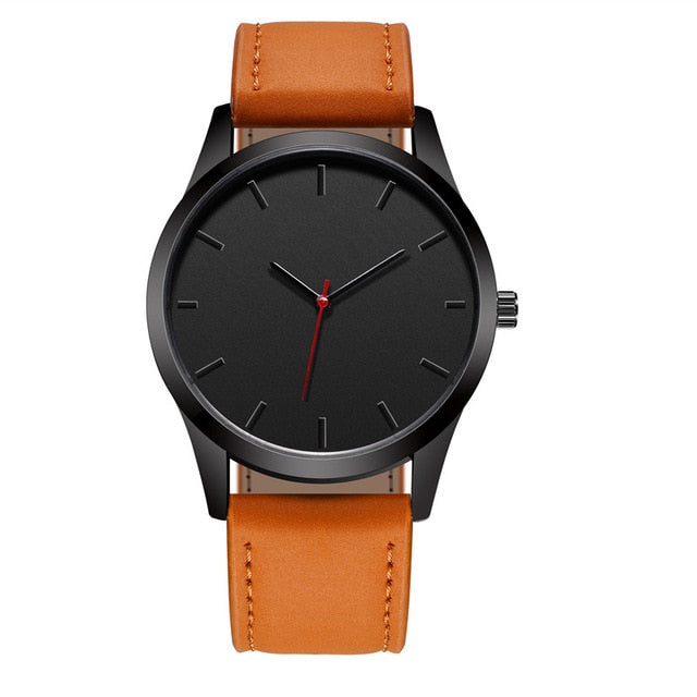 2018 Fashion Large Dial Quartz Men Watch Leather Sport watches High Quality Clock