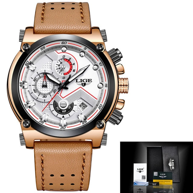2018 Men Watch Male Leather Automatic date Quartz Watches Mens Luxury