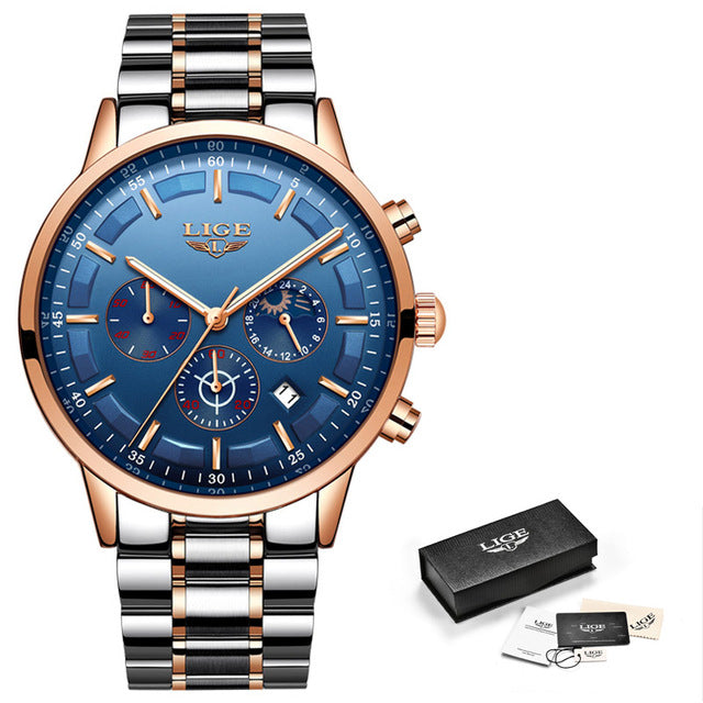 2018 Watch Men LIGE Fashion Sport Quartz Clock Mens Watches Top Brand Luxury Business Waterproof
