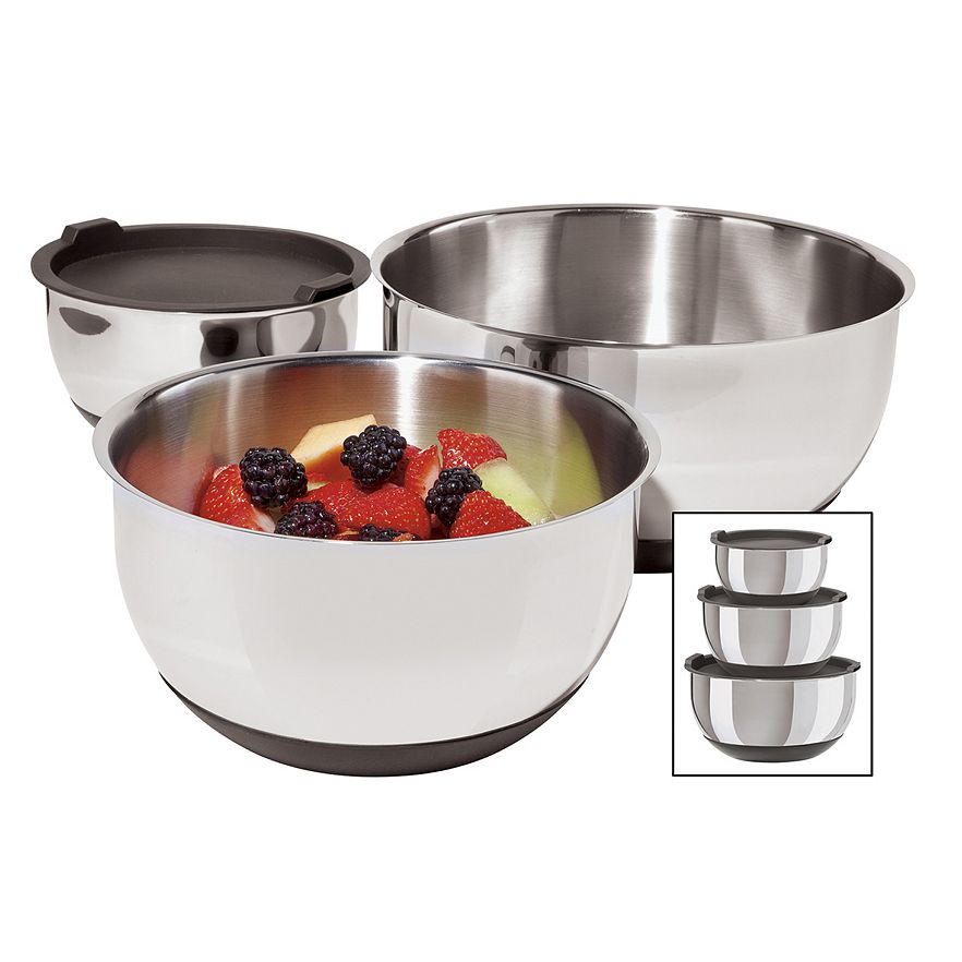 S/3  Brand New Stainless Steel Mixing Bowl W/Lid(2qt ,3qt ,4qt ) ,Supreme Quality Mixing Bowl Prep and Storage
