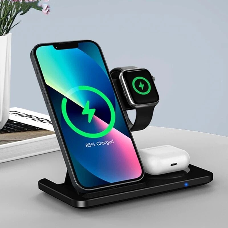 3 in 1 Wireless Charger Stand Pad For iPhone 14 13 12 11 X Max Foldable