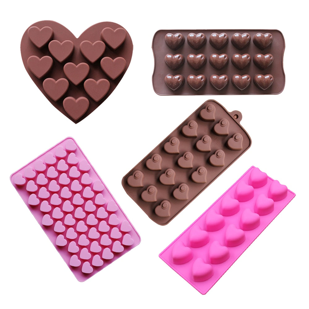 Silicone Chocolate Mold Heart shape cake baking bakeware tools candy gummy jello mould ice biscuit soap molds cake decorations