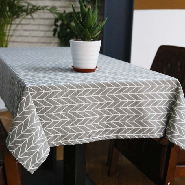 Sytlish Linen Table Cloth Country Style Plaid Print Multifunctional Rectangle Table Cover Tablecloth Home Kitchen Decoration