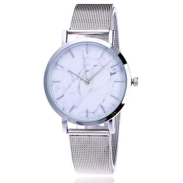 Vansvar Brand Fashion Silver And Gold Mesh Band Creative Marble Wrist Watch Casual Women Quartz Watches Gift Relogio Feminino