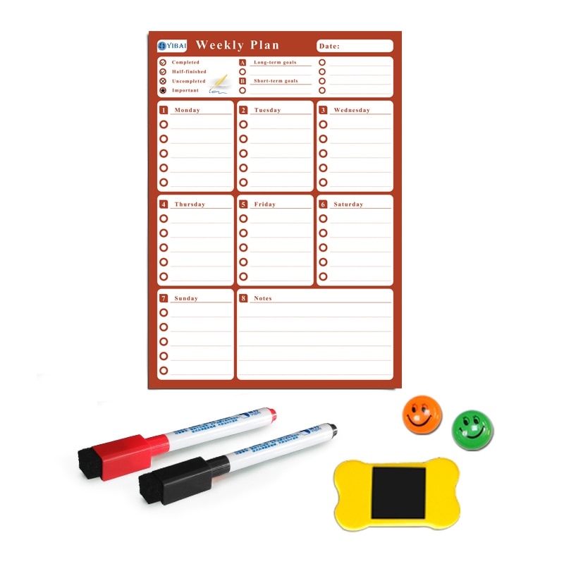 YIBAI A3 30*42cm Flexible Magnetic board Calendar,Dry Earse Magnets Waterproof Plan Message WhiteBoard For Refrigerator Memo