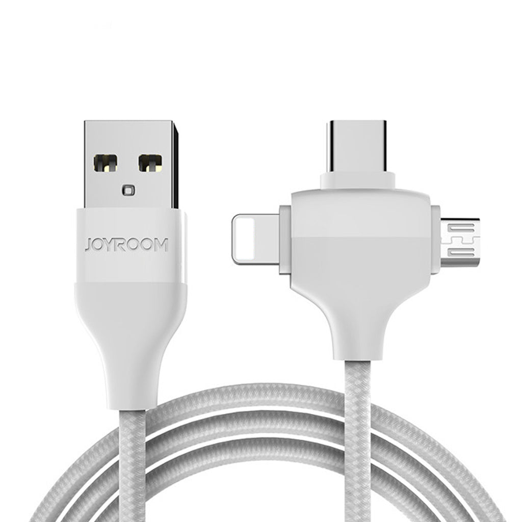 Joyroom L317 2.4A Nylon braided USB Charging Cable 3 in 1 USB Cable - White