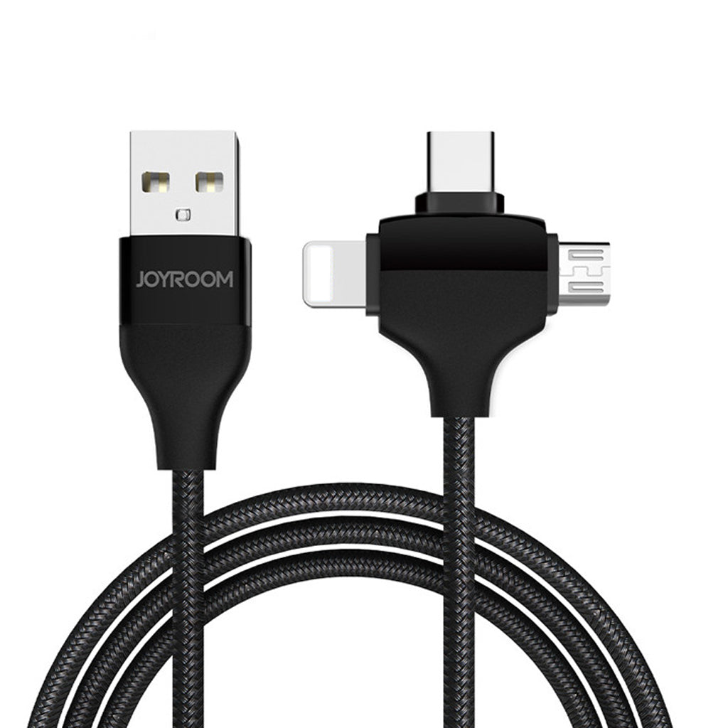 Joyroom L317 2.4A Nylon braided USB Charging Cable 3 in 1 USB Cable - Black