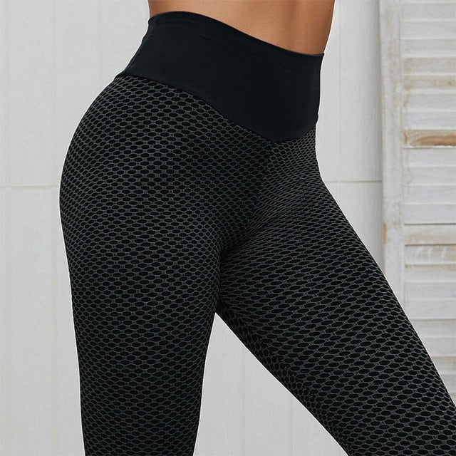 Grid Tights Yoga Pants Women Seamless High Waist Leggings