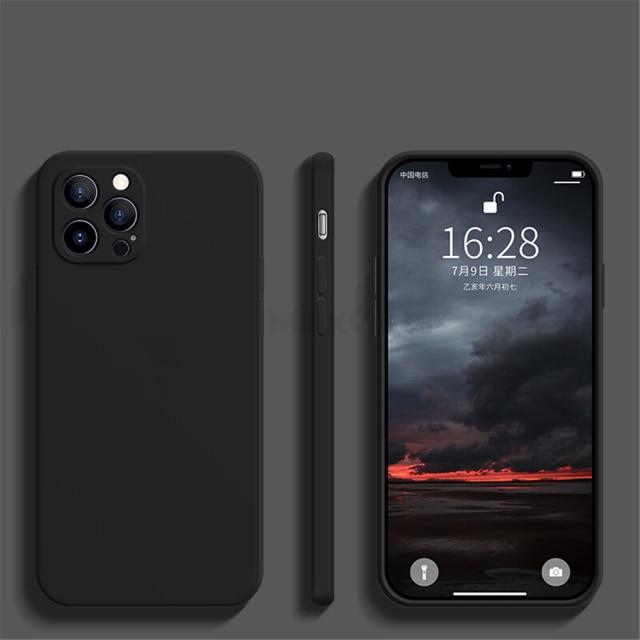 Apple Iphone Case: Luxury Original Square Liquid Silicone Case Shockproof Soft Cover