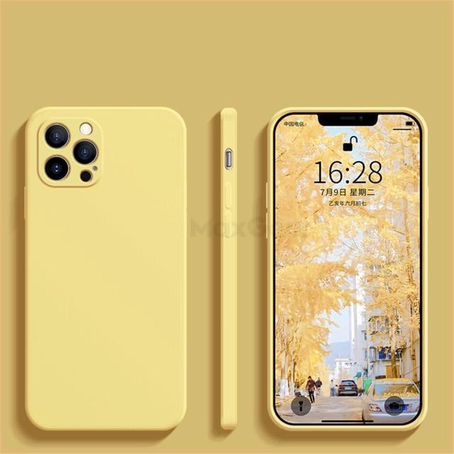 Apple Iphone Case: Luxury Original Square Liquid Silicone Case Shockproof Soft Cover